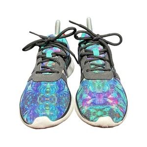 Adidas Lite Racer Running Shoes Blue Low Top Abstract Lace Up Womens 6 (AW5396)